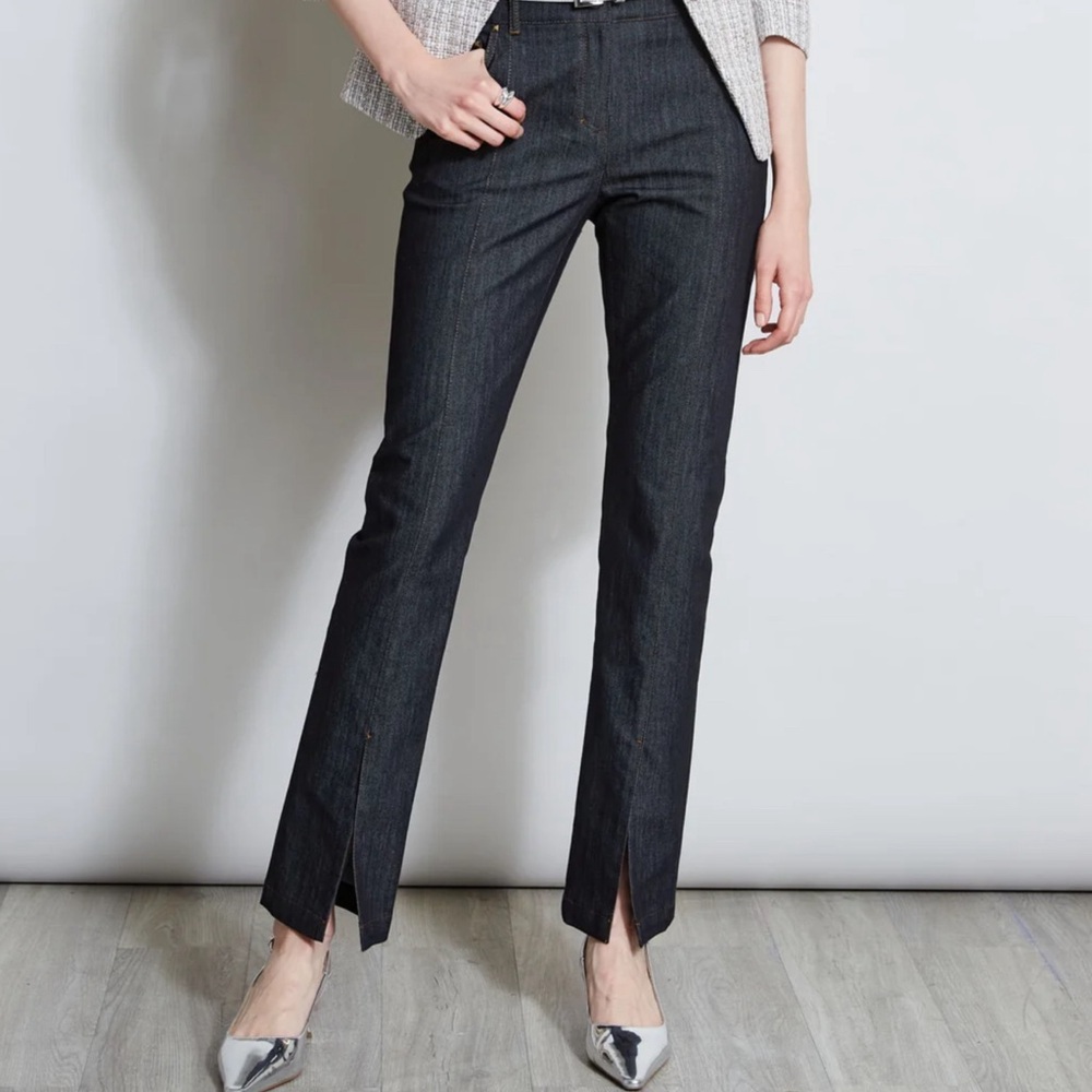 Elie Tahari Seam Slit Denim Pant 4 NWT